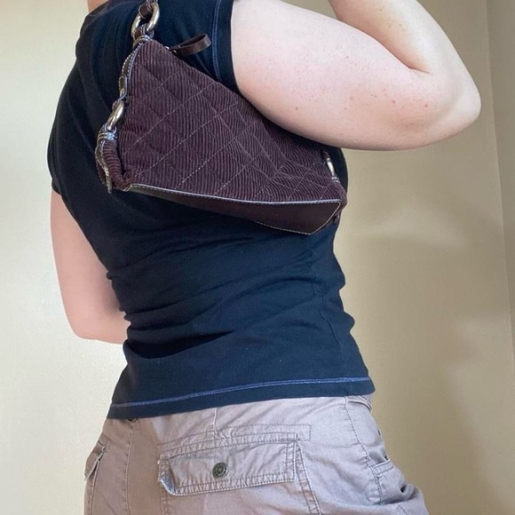SOLDVintage Y2K brown corduroy shoulder bagSOLD - Picture 8 of 8